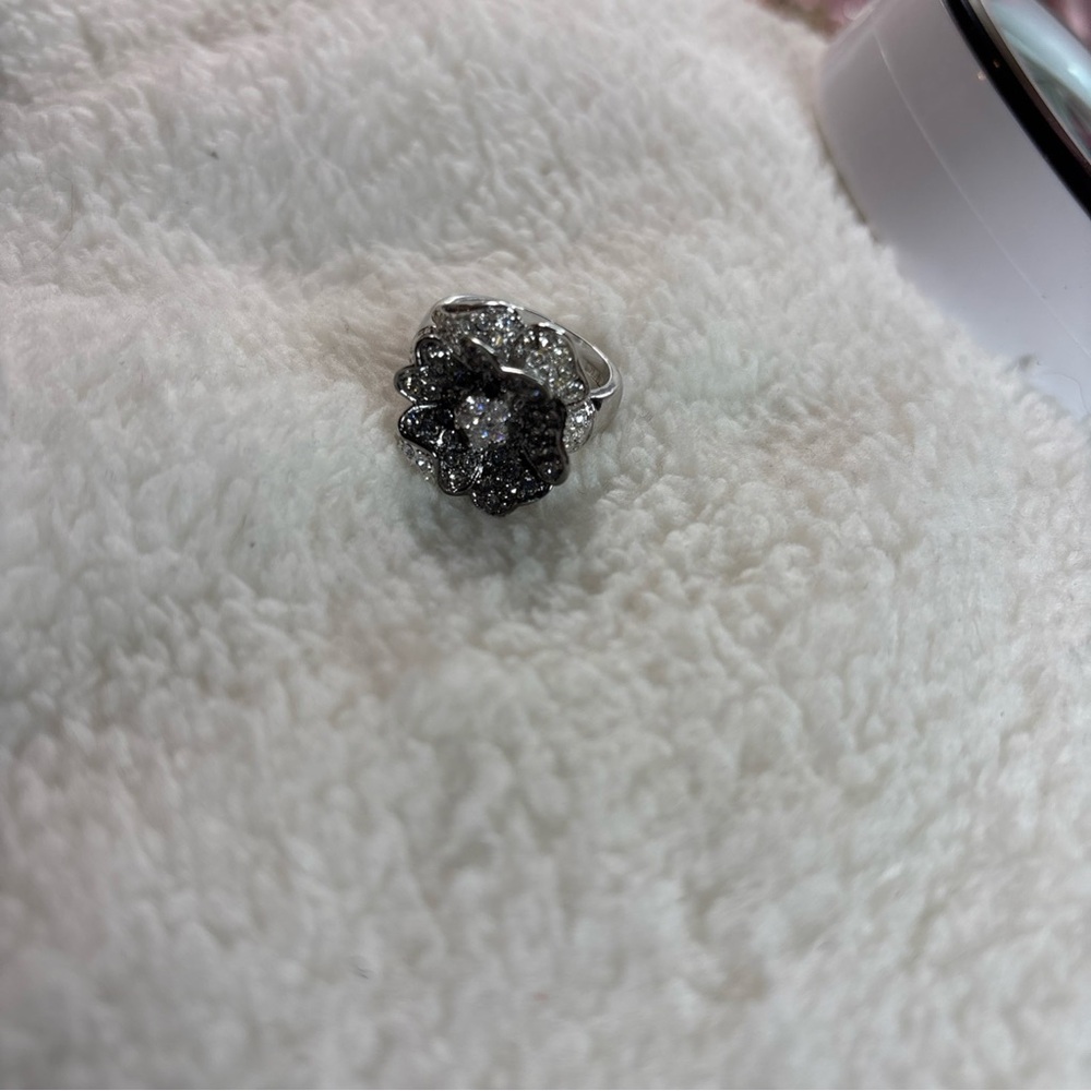 Nolan Miller Pave Crystal Flower Ring Size 8